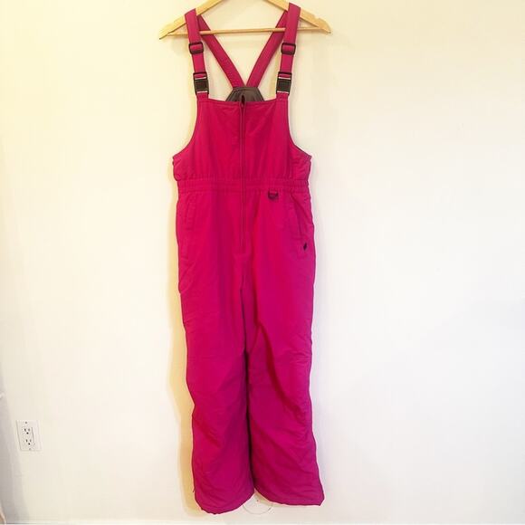 Lands End Hot Pink Snow Suit sz 14x Girls Snow Bib Insulated - Picture 1 of 8